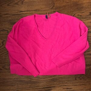 Pilcro Vibrant Pink cashmere V-Neck Sweater